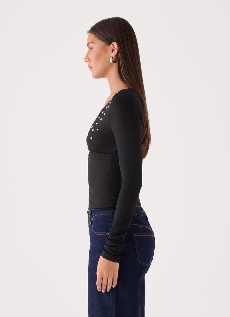 Diana Long Sleeve Top - Black