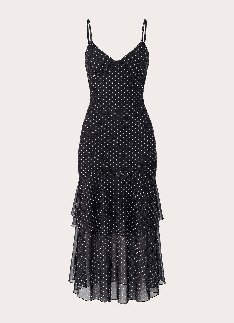 Dolores Midi Dress - Black Polka Dot