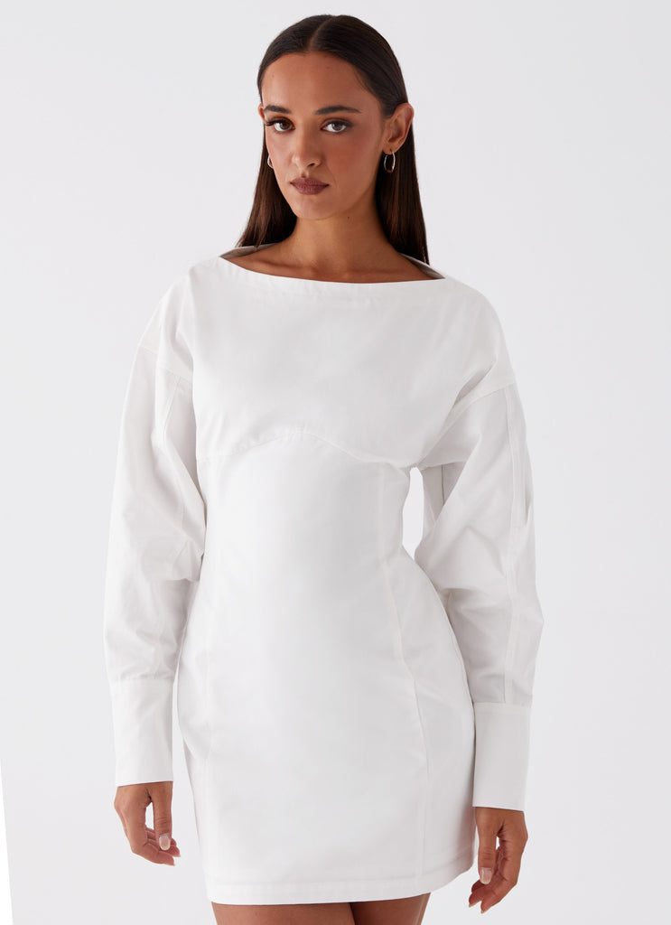 Dynasty Shirt Mini Dress - White