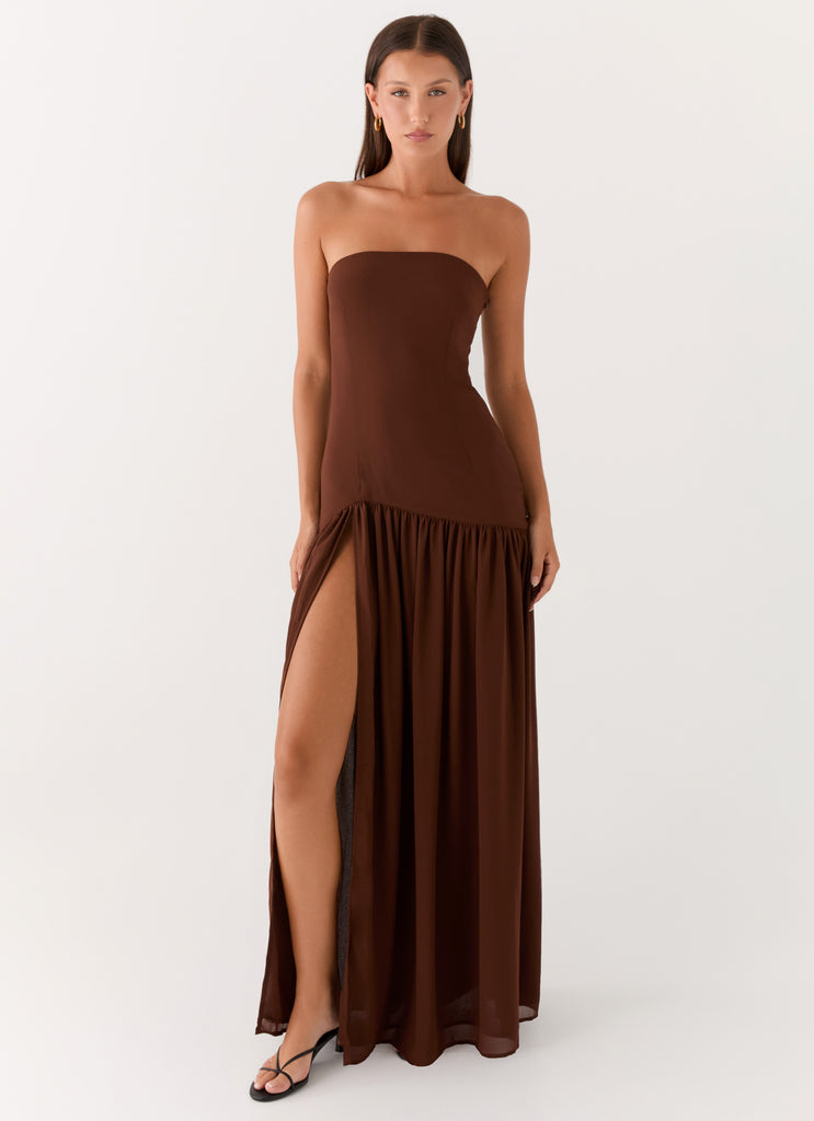 Eden Strapless Maxi Dress - Brown Eden Strapless Maxi Dress - Brown