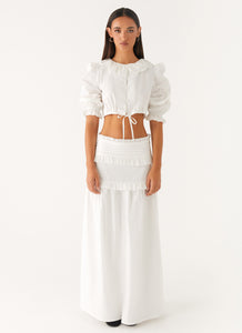 Effortless Tiered Maxi Skirt - White