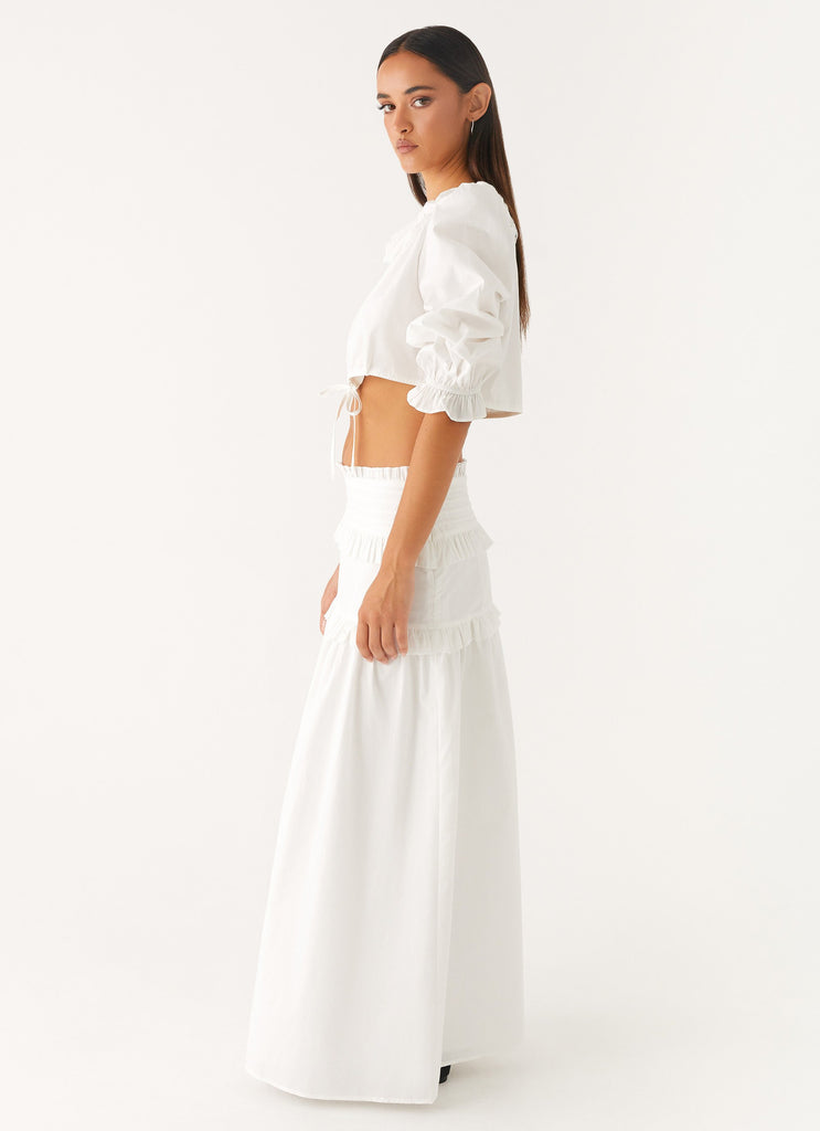 Effortless Tiered Maxi Skirt - White