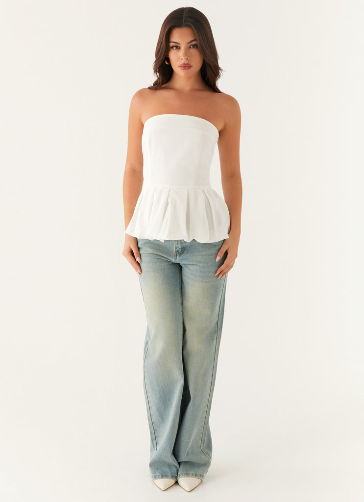 Ellen Bubble Hem Top - Ivory