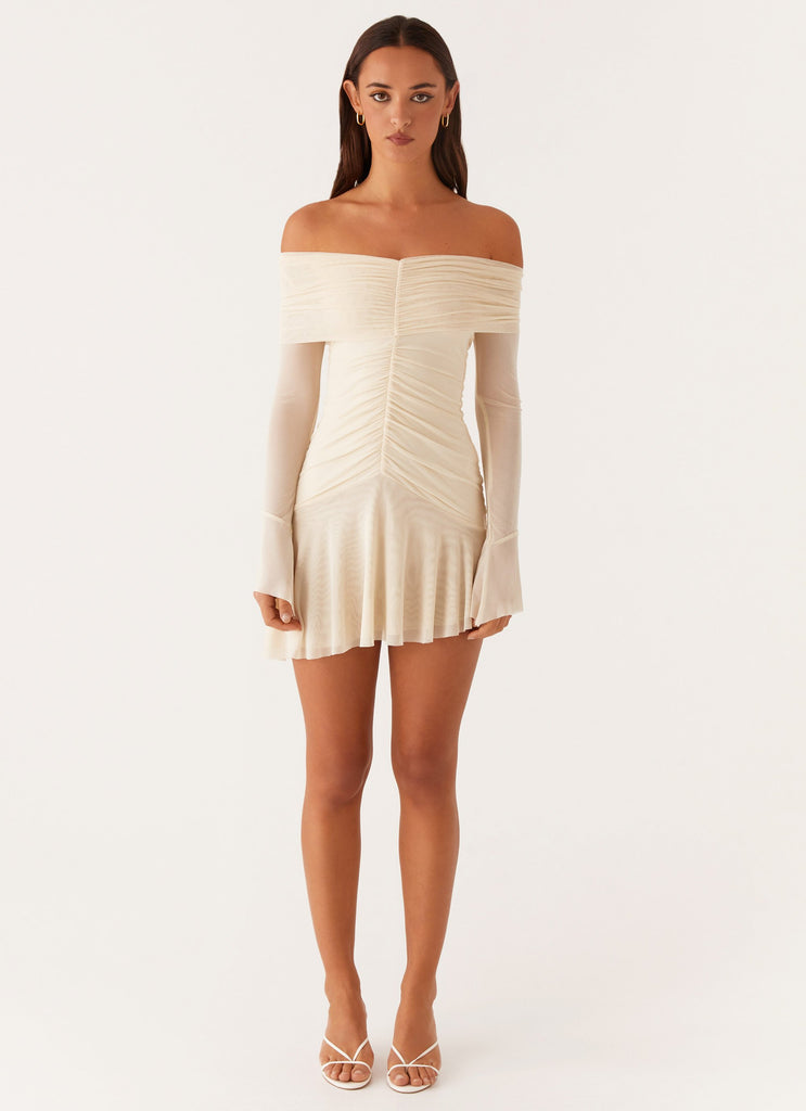 Ellis Ruched Mini Dress - Pastel Yellow