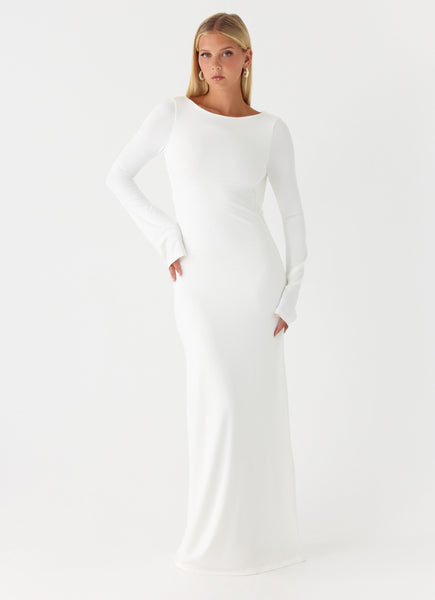 formal white maxi dress with sleeves Alima Long Sleeve Maxi Dress main image 0