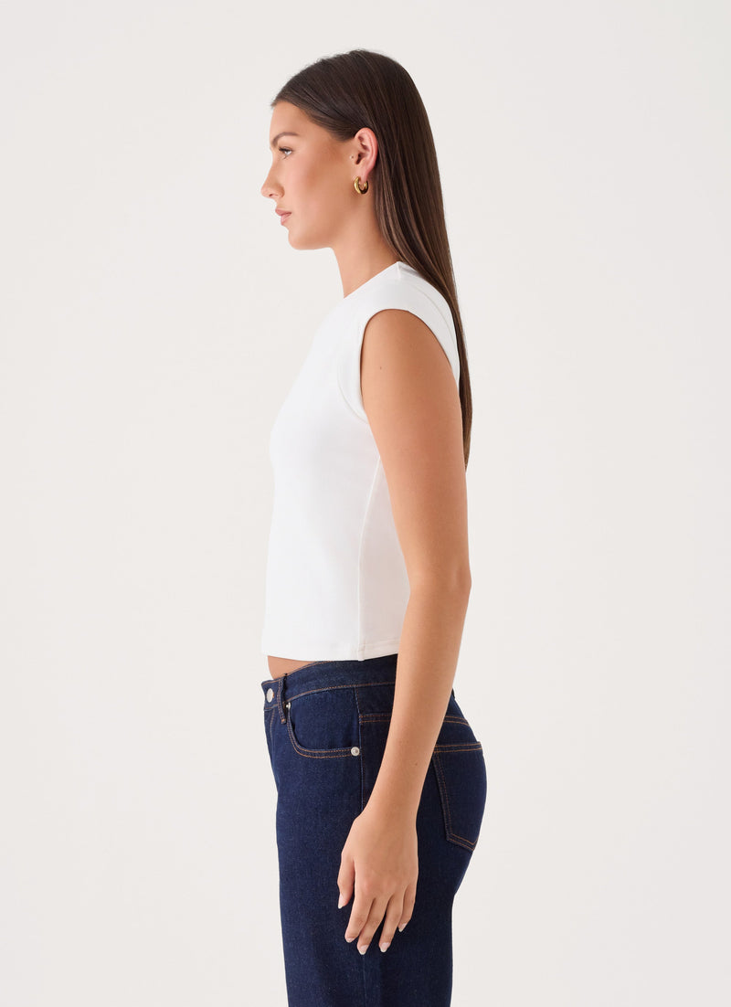 Elodie Keyhole Top - White