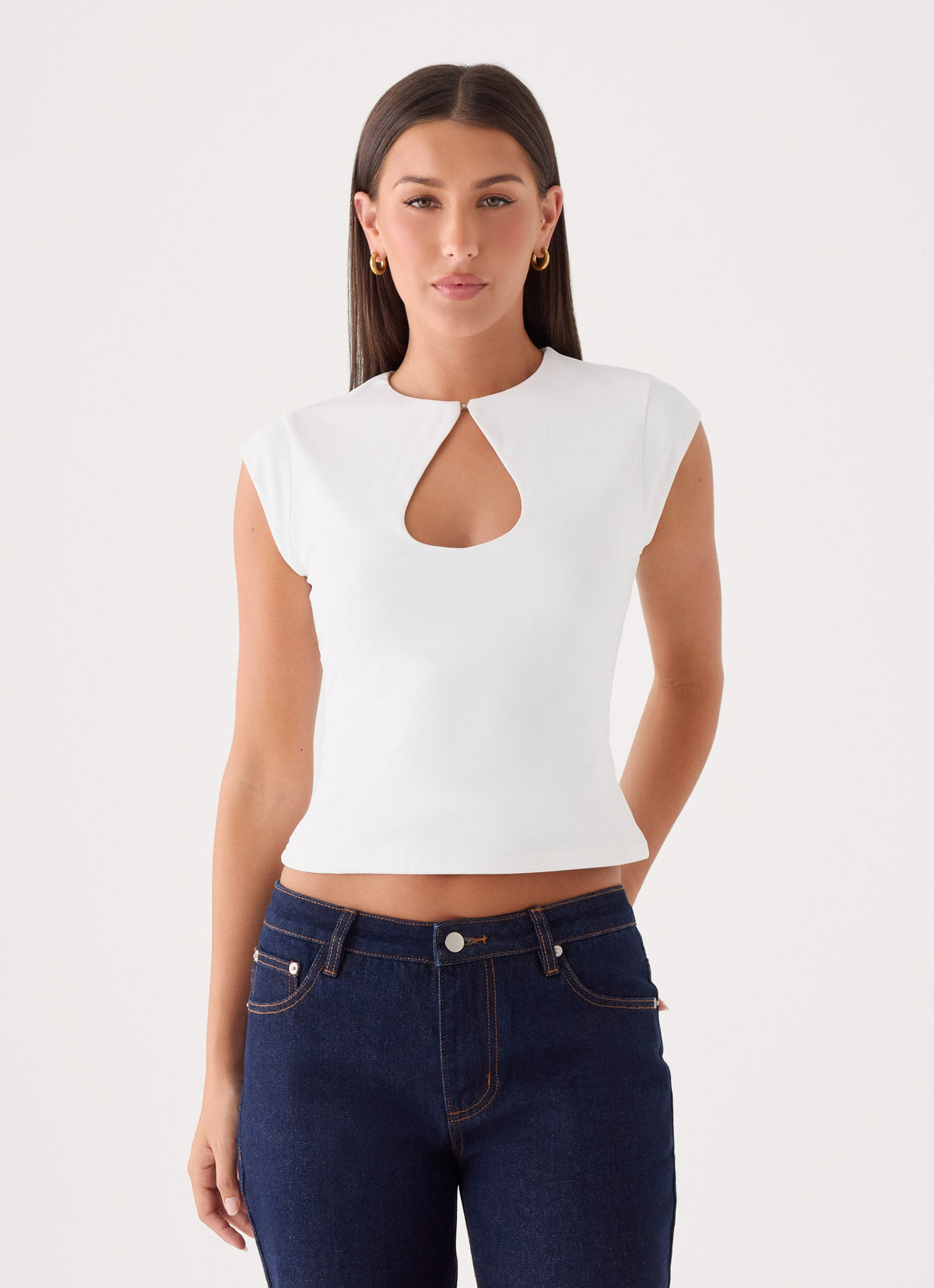 Elodie Keyhole Top - White