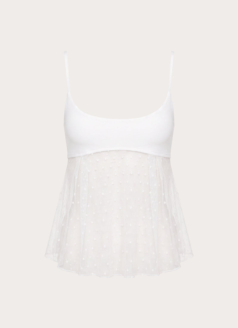 Elsie Mesh Polka Dot Top - White