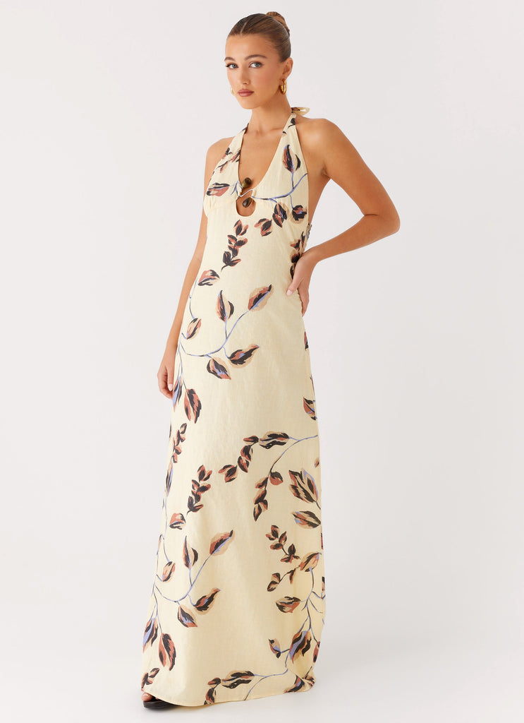 Elvina Halter Neck Maxi Dress - Buttercream Bliss