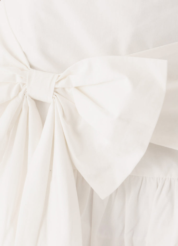 Emrie Bow Bubble Mini Skirt - White