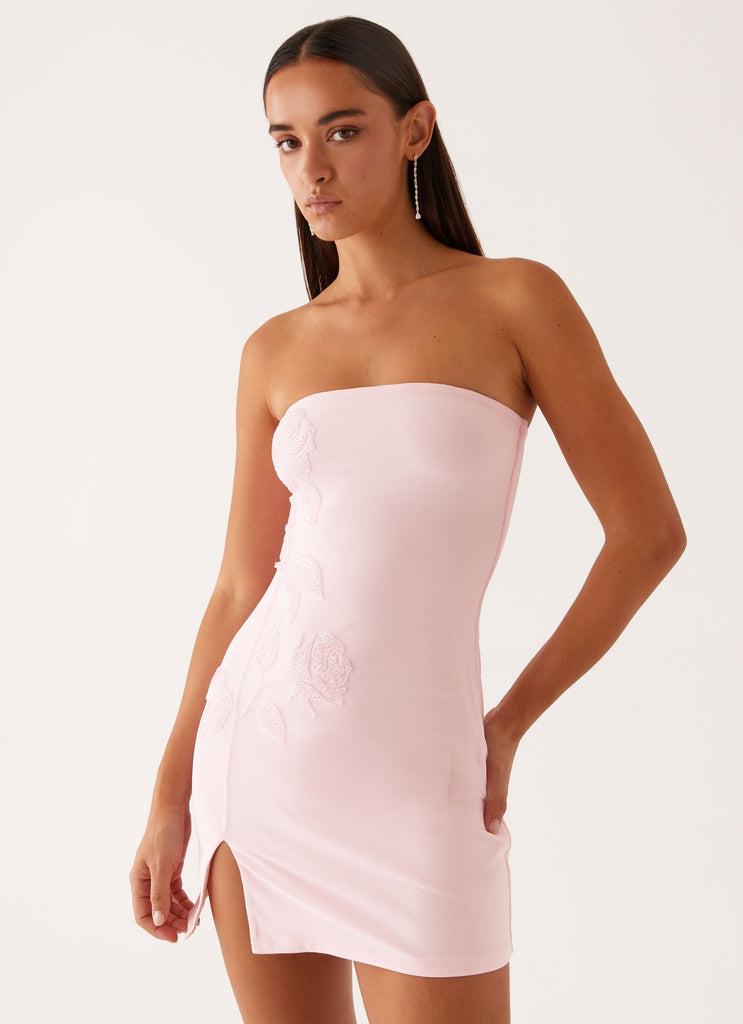 Enora Beaded Mini Dress - Baby Pink