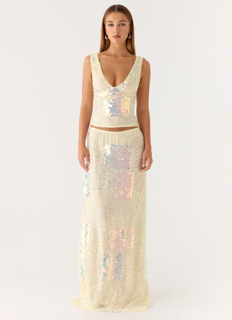 Erinah Sequin Maxi Skirt - Yellow