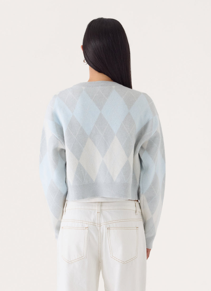 Evelina Knit Cardigan - Grey Argyle