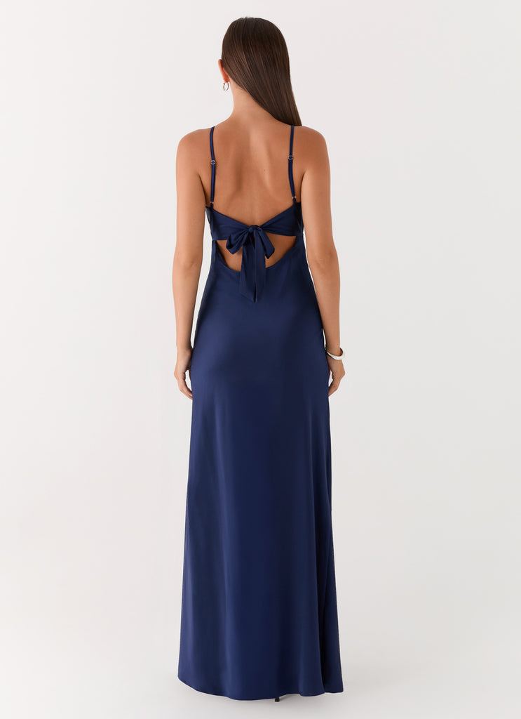 Flora Satin Maxi Dress - Navy