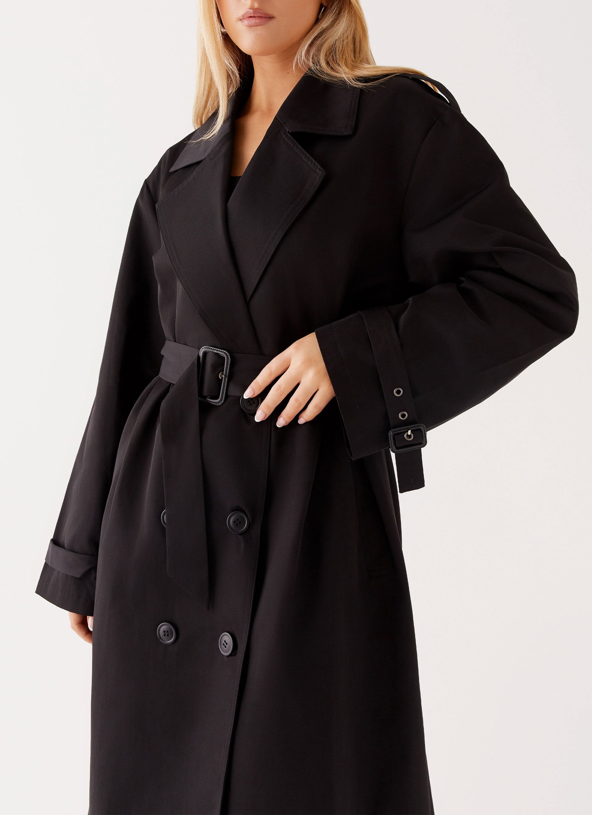 Frenchy Oversized Trench Coat Black Peppermayo Canada