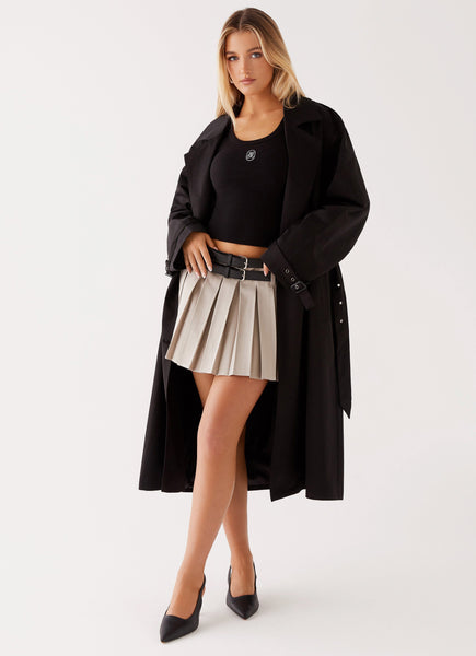 Black skirted coat clearance