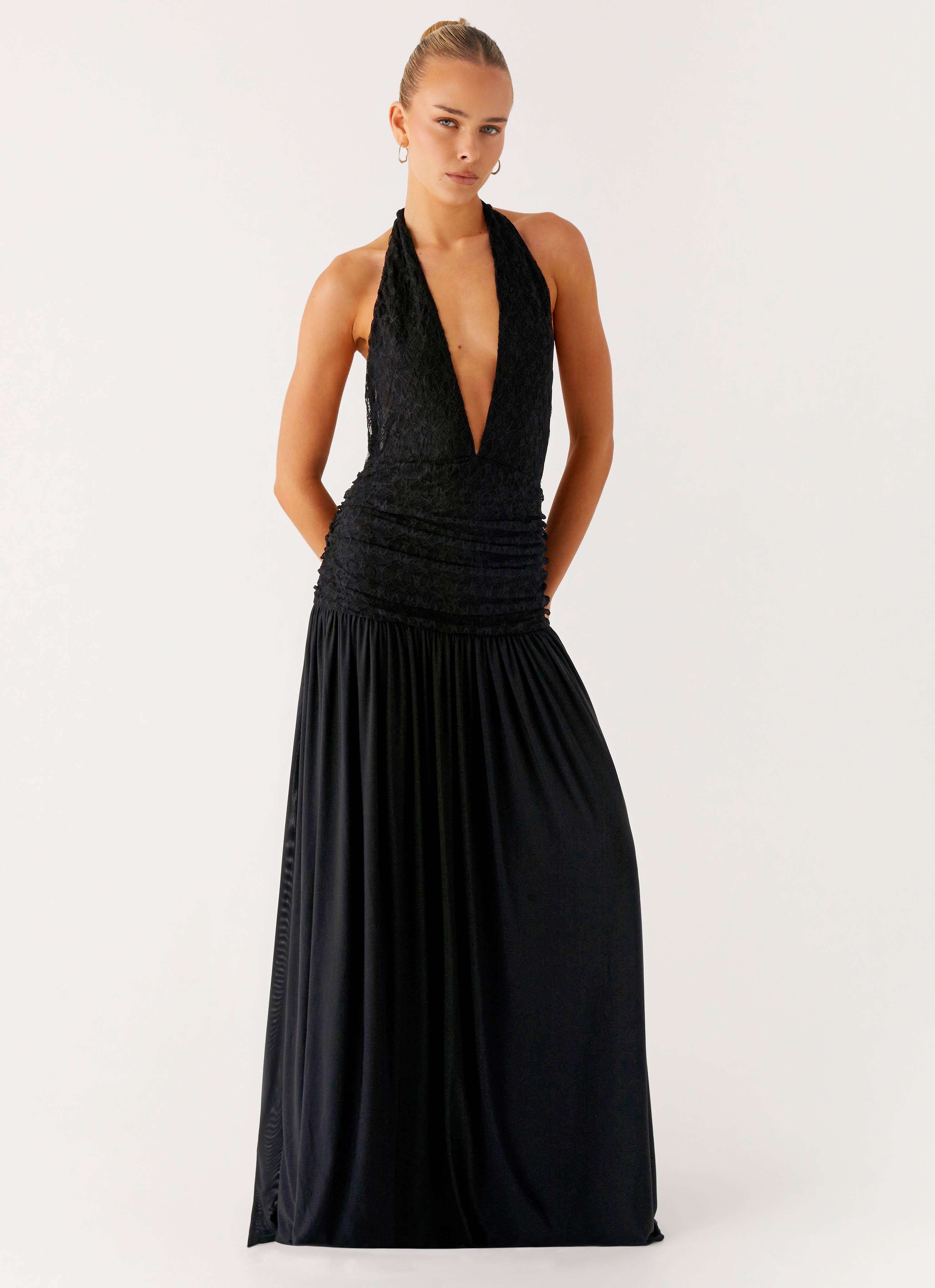 ワンピース MAYC Front short back long dress Women's Short metallic dress with cowl neck | Black | Diesel