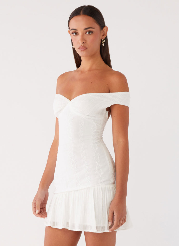 Gabby Ruffle Hem Mini Dress - Ivory