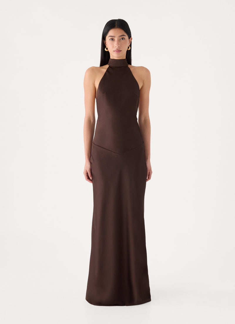 Gelita Halter Maxi Dress - Chocolate