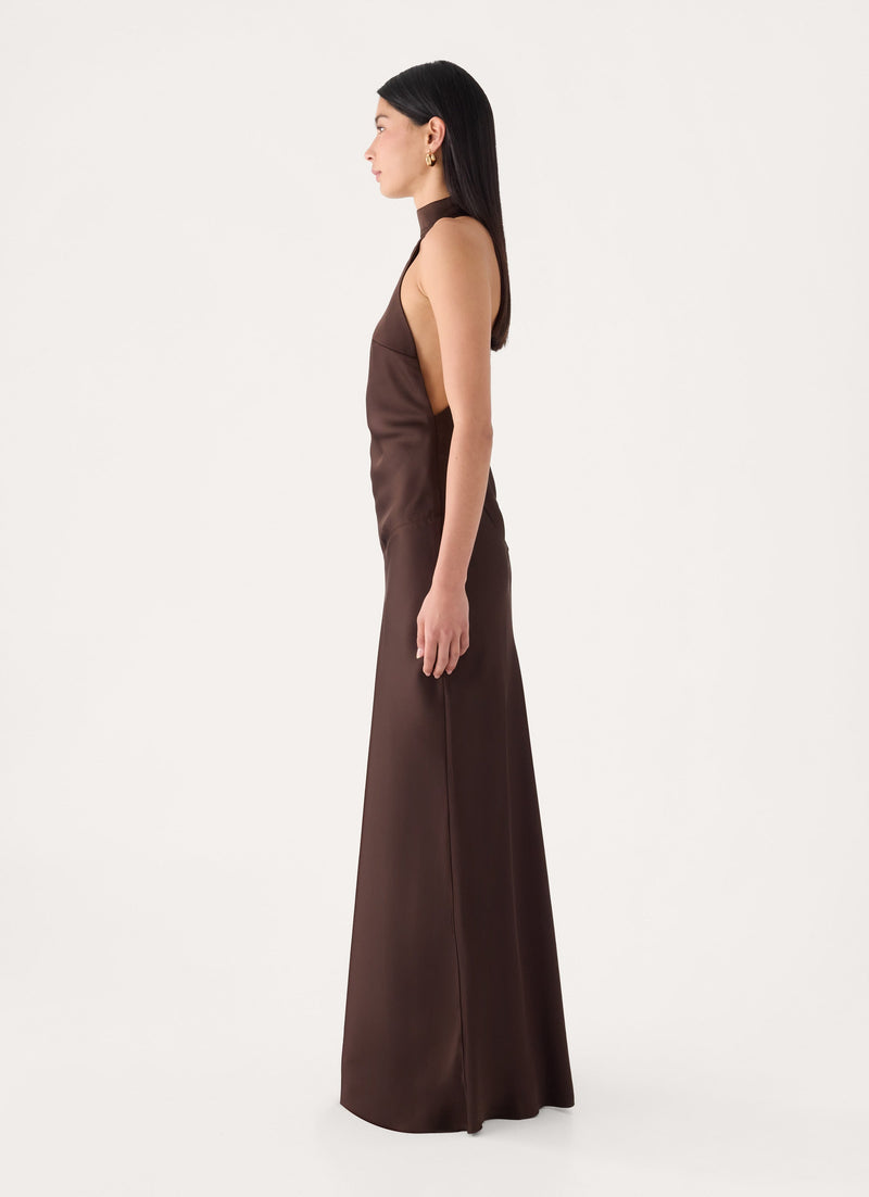 Gelita Halter Maxi Dress - Chocolate
