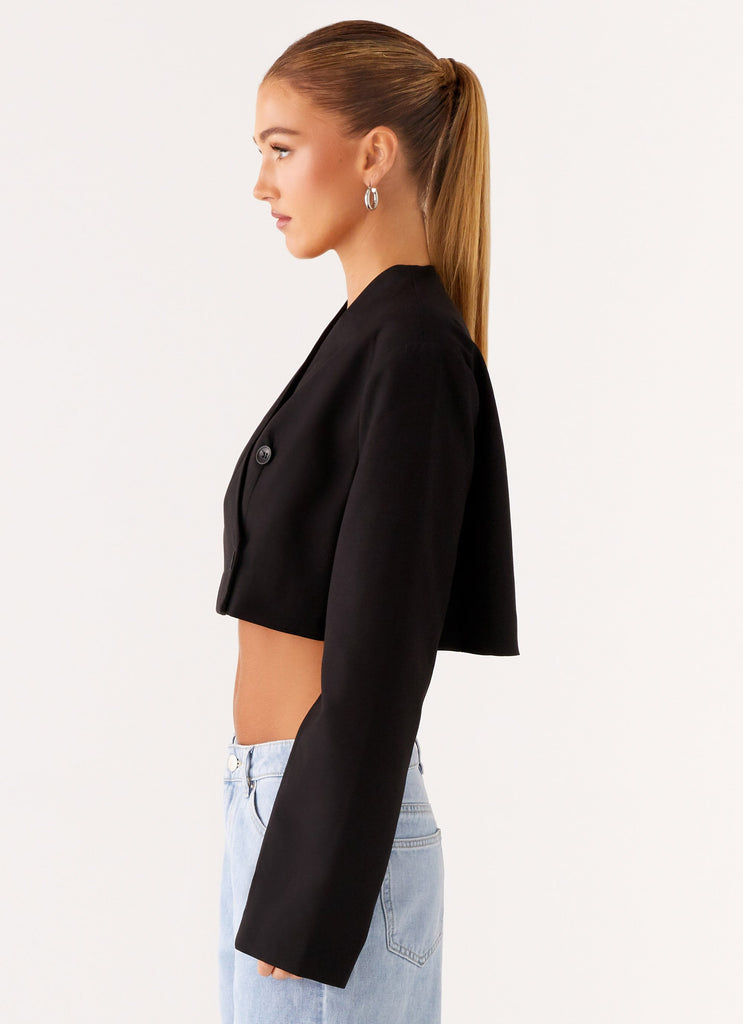 Giana Cropped Blazer - Black