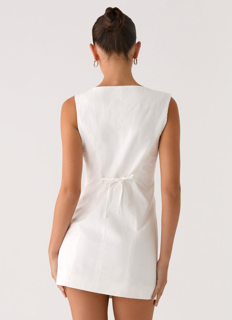 Golden Touch Mini Dress - White