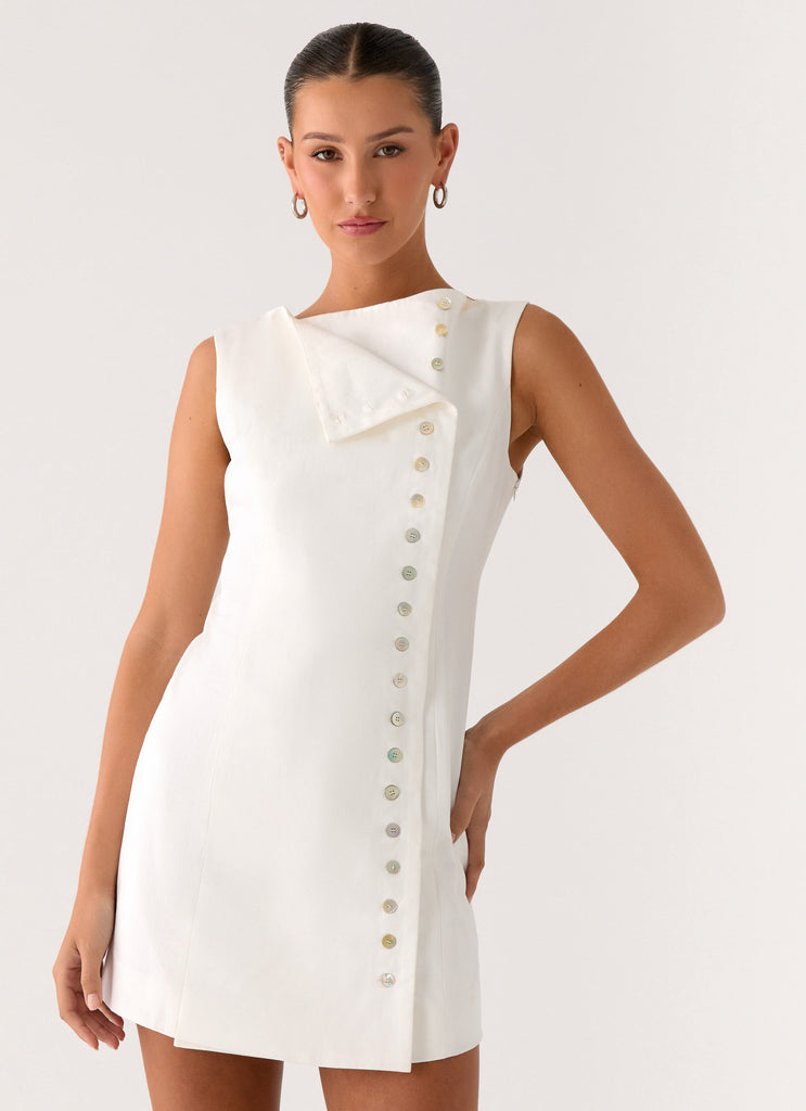 Golden Touch Mini Dress - White