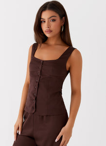 Golden Skies Bustier Panel Top - Chocolate