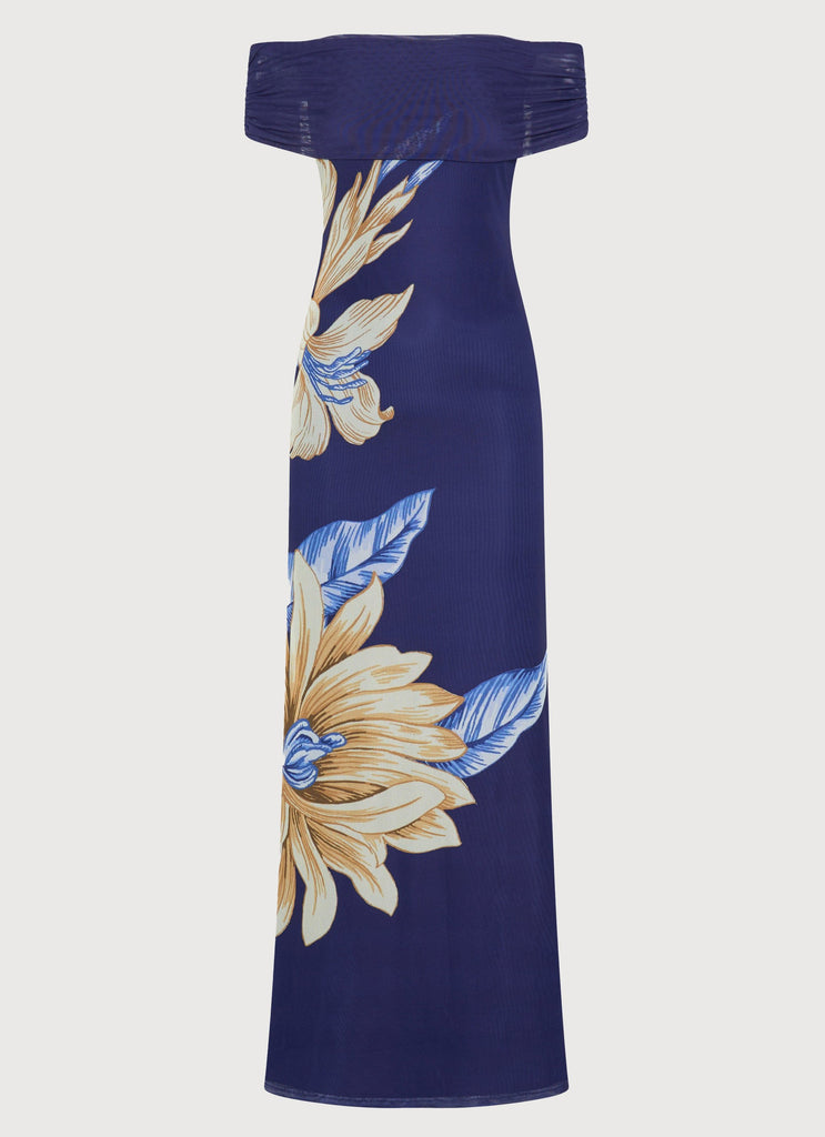 Womens Got Your Attention Maxi Dress in the colour Navy in front of a light grey background