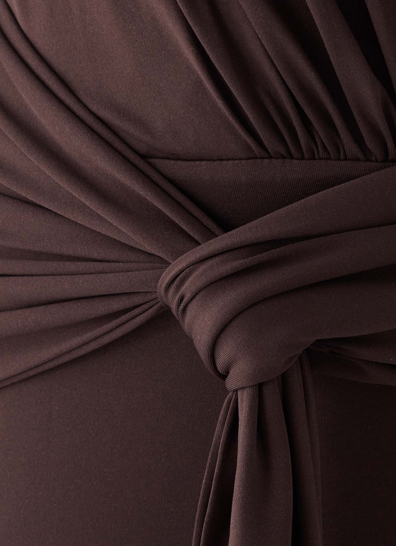 Gustin Long Sleeve Sash Maxi Dress - Chocolate