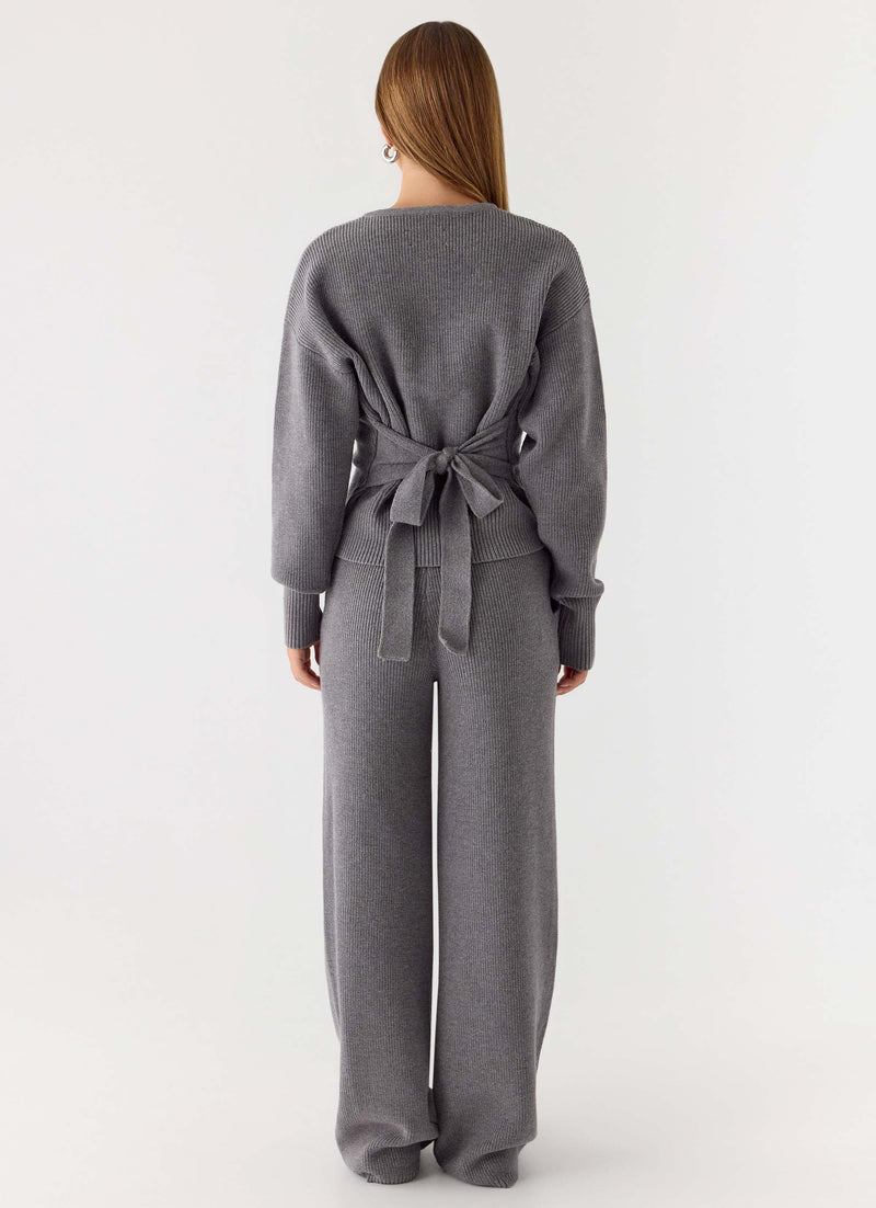 Harrison Low Rise Knit Pants - Marle Grey