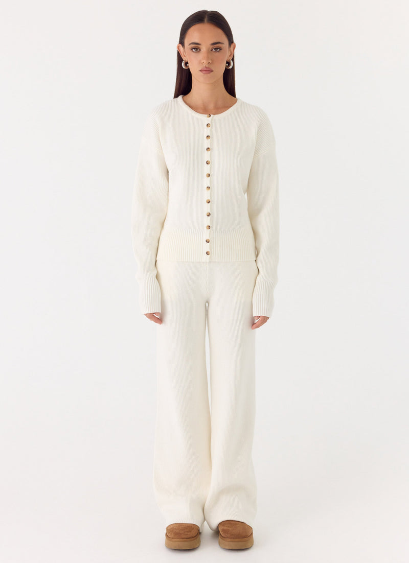 Harrison Cinched Knit Cardigan - Ivory