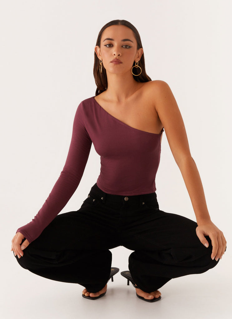 Hawkins Open Back One Shoulder Top - Mulberry