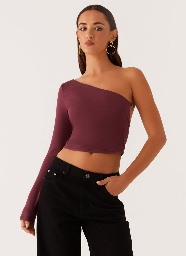 Hawkins Open Back One Shoulder Top - Mulberry