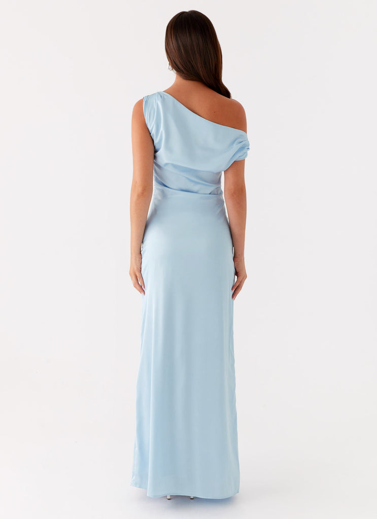 Heart Of Glass Satin Maxi Dress - Blue
