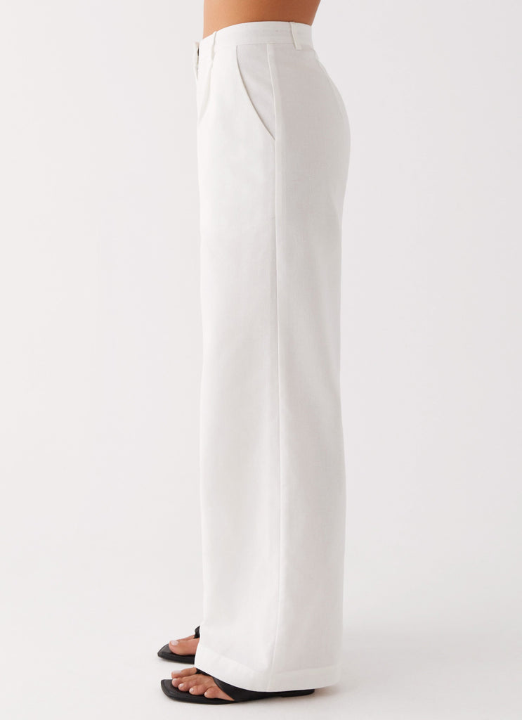 Heatwave Linen Wide Leg Pants - White