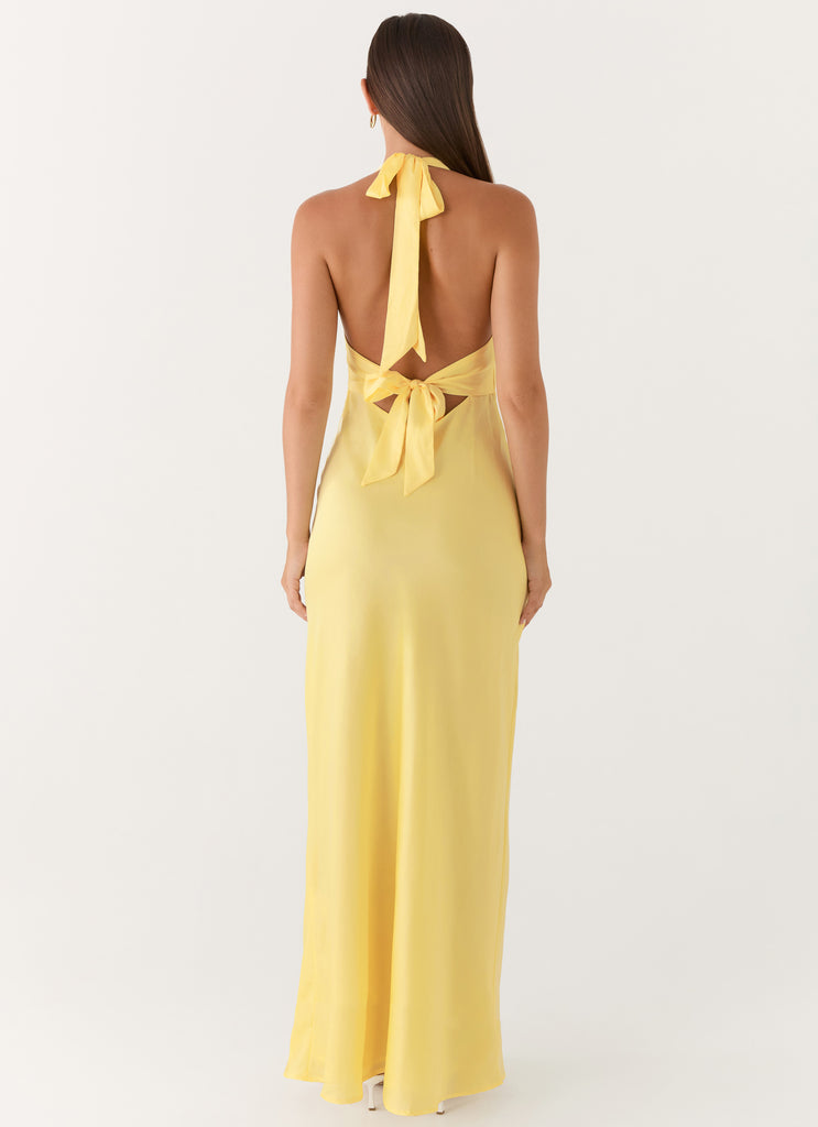 Heavy Hearted Satin Maxi Dress - Lemon Peppermayo Canada Heavy Hearted Satin Maxi Dress - Lemon Peppermayo Canada