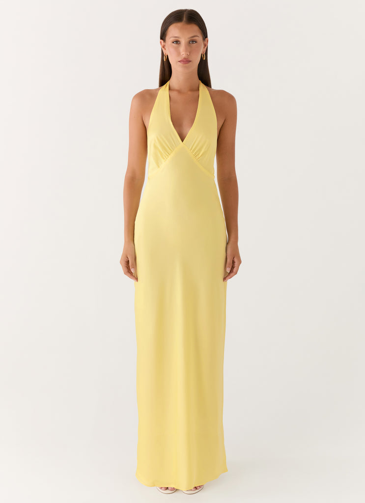 Heavy Hearted Satin Maxi Dress - Lemon Peppermayo Canada Heavy Hearted Satin Maxi Dress - Lemon Peppermayo Canada