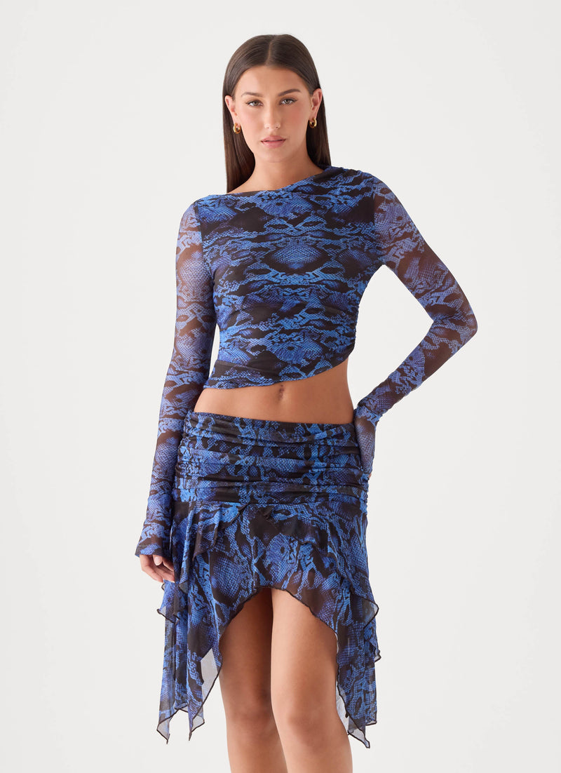 Hidden Agenda Midi Skirt - Snake Print