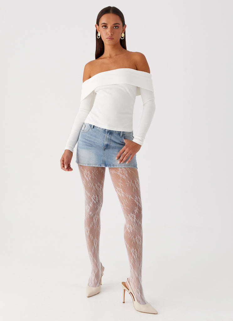 Honor Lace Stockings - White