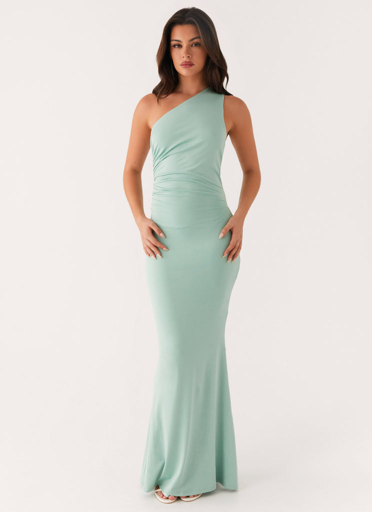 Imagine This One Shoulder Maxi Dress - Mint