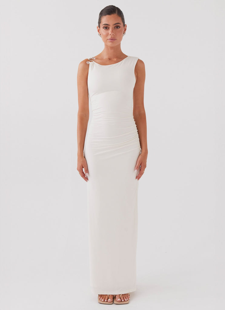 Womens In Bloom Maxi Dress in the colour Ivory in front of a light grey background