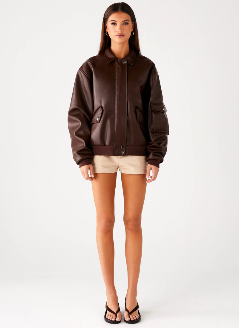 Indara Bomber Jacket - Chocolate