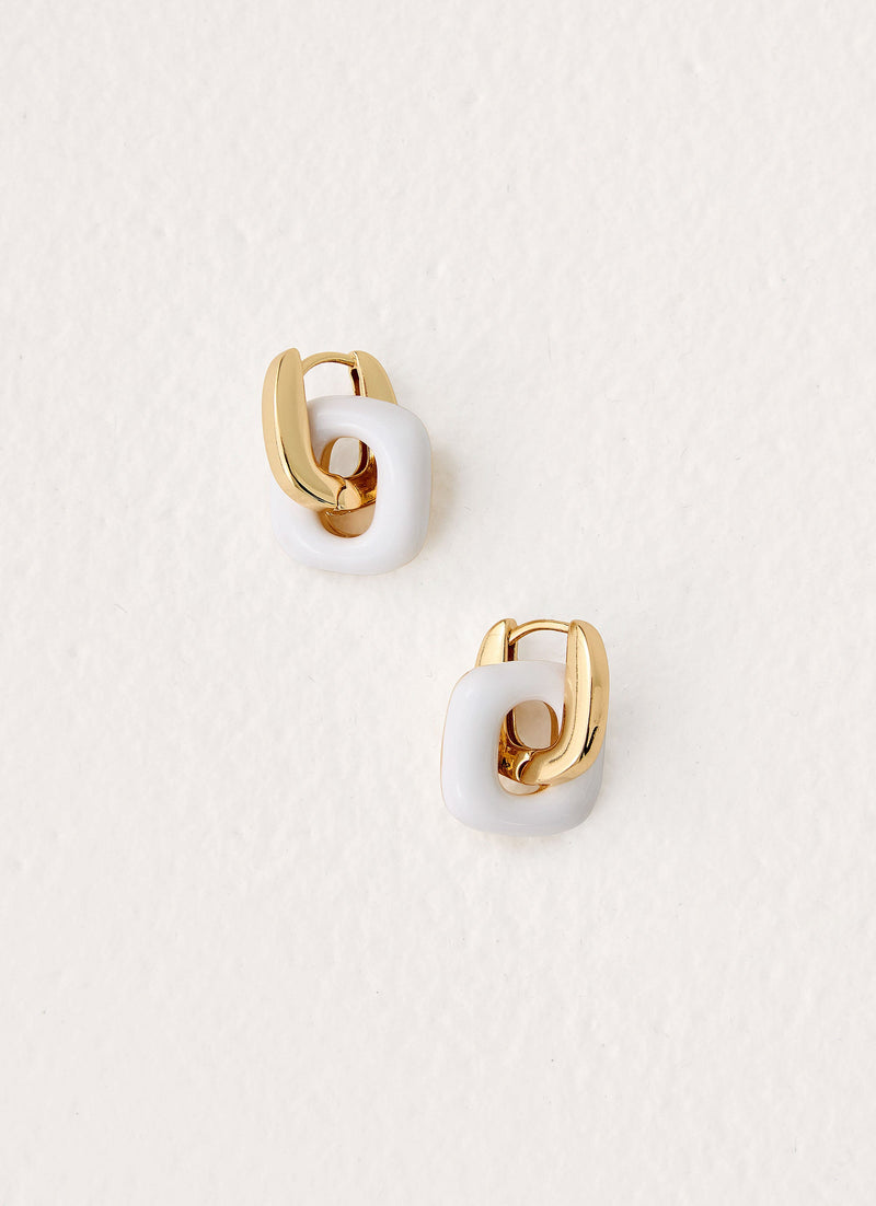 Interlinked Earrings - Gold/White