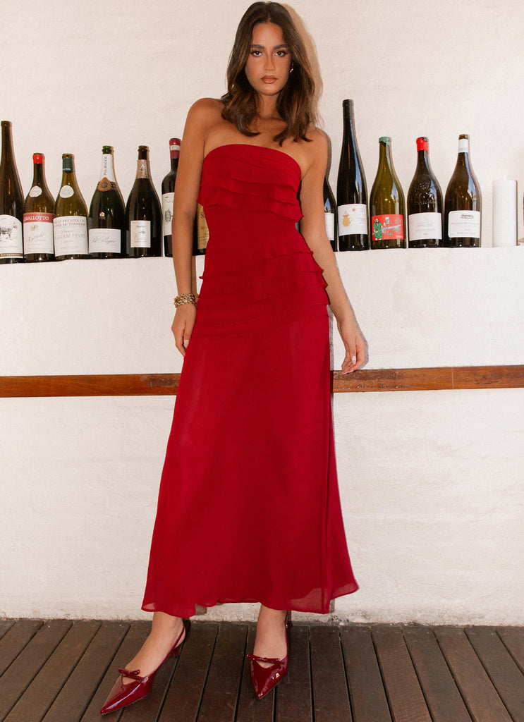 Into The Night Maxi Dress - Cherry Red