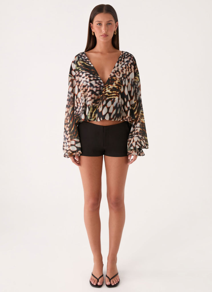 Isolde Top - Leopard Hibiscus