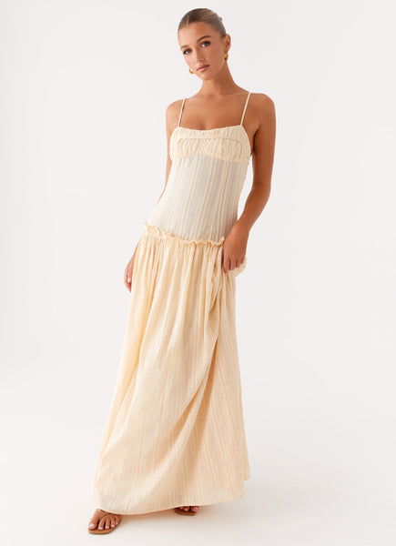 Jacinda Drop Waist Maxi Dress - Cream – Peppermayo Canada