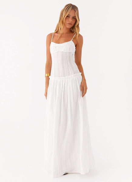Jacinda Drop Waist Maxi Dress - Ivory – Peppermayo Canada