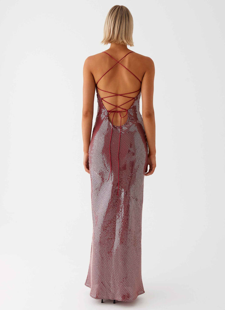 Jada Sequin Maxi Dress - Red