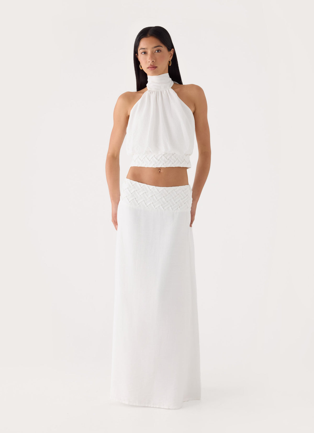 Jenna Crinkle Maxi Skirt - White